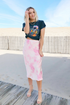 Tie Dye Satin Midi Skirt